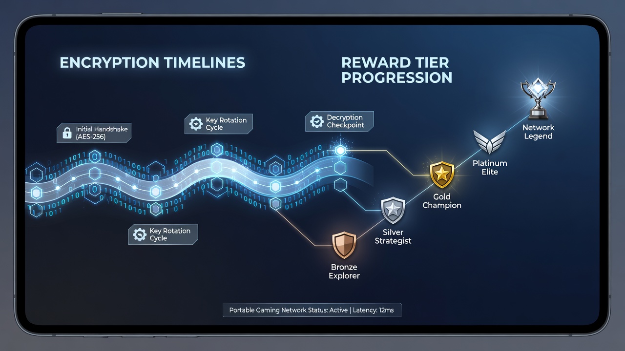 Illustration der Verbindung zwischen Verschlüsselungs-Timelines und Reward-Tier-Progression auf mobilen Geräten