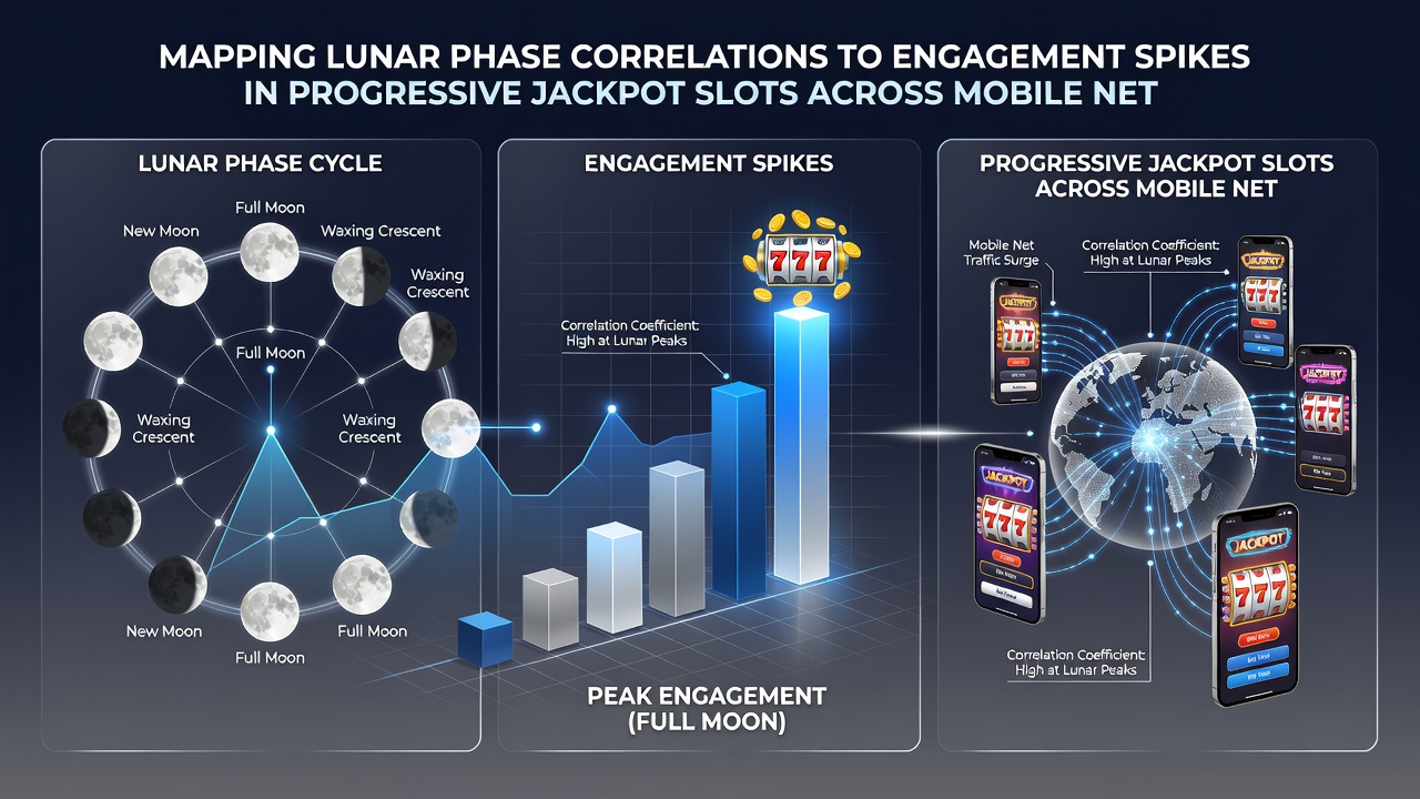 Analyse-Diagramm zu Mondphasen und Spielaktivitätsspitzen in progressiven Slots